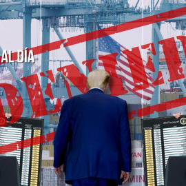 Fotomontaje con imágenes de Donald Trump.