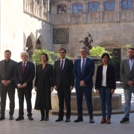 El president de la Generalitat, Salvador Illa, escenifica un pacte per als pressupostos amb els líders de Pimec, Foment del Treball, CCOO i UGT