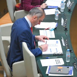 Javier Ortega Smith durante una sesión ordinaria del Pleno del Ayuntamiento de Madrid, en el Palacio de Cibeles, a 24 de febrero de 2026, en Madrid (España).