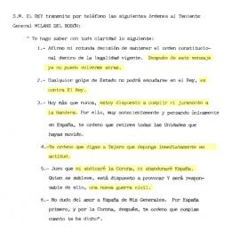 Documento desclasificado del 23-F