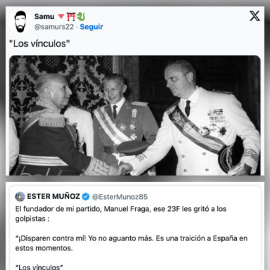 Una de las respuestas al tuit de Ester Muñoz sobre Fraga.