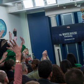 La portavoz de la Casa Blanca, Karoline Leavitt, en una comparecencia ante la prensa.