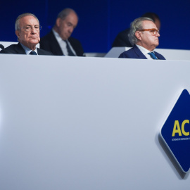 El presidente de ACS, Florentino Pérez, durante la junta general de accionistas de la constructora.