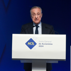 El presidente de ACS, Florentino Pérez, durante la junta general de accionistas de la constructora.