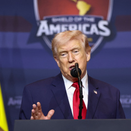 Donald Trump en la Cumbre "Escudo de las Américas", el 7 de marzo de 2026.