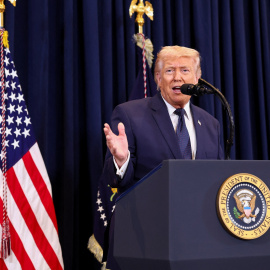 El presidente de EEUU, Donald Trump, durante su rueda de prensa en Miami (Florida, EEUU).