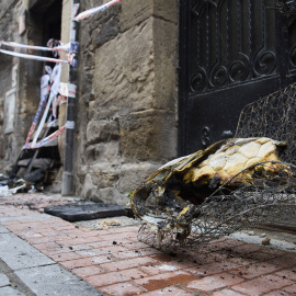 Estado del edificio incendiado en Miranda de Ebro, Burgos