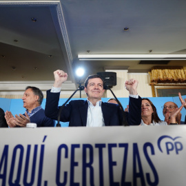 Alfonso Fernández Mañueco celebra su victoria en las elecciones de Castilla y León.
