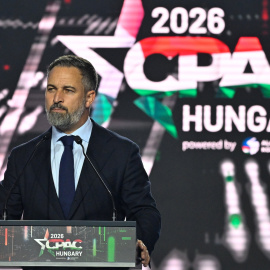 Santiago Abascal en la cumbre ultra en Budapest, este sábado.
