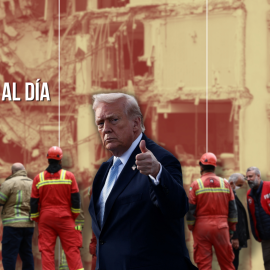 Fotomontaje con imágenes de Donald Trump.