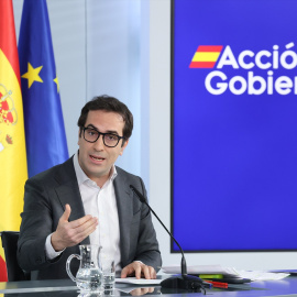 El ministro de Economía, Comercio y Empresa, Carlos Cuerpo, durante la rueda de prensa tras la celebración del Consejo de Ministros.