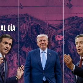 Fotomontaje con imágenes de Pedro Sánchez, Donald Trump y Alberto Núñez Feijóo.
