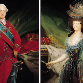 Imagen de los retratos de Carlos IV y María Luisa de Parma realizados por Francisco de Goya.