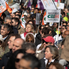 Manifestación contra el Estatuto Marco del Ministerio de Sanidad, 14 de febrero de 2026, en Madrid.