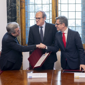 Luis Argüello, Ángel Gabilondo, y Félix Bolaños, este lunes.