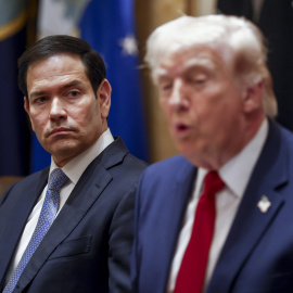 Marco Rubio y Donald Trump durante la reunión del gabinete del Gobierno de EEUU en la Casa Blanca.