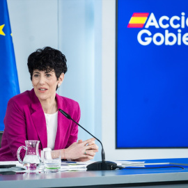 La portavoz del Gobierno y ministra de Inclusión, Seguridad Social y Migraciones, Elma Saiz, durante una rueda de prensa posterior al Consejo de Ministros, en el Palacio de La Moncloa, a 31 de marzo de 2026.