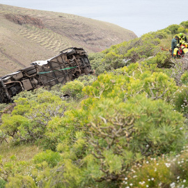 Imagen del accidente de autobús en San Sebastián de La Gomera, Canarias.