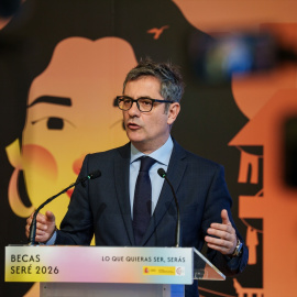 El ministro de la Presidencia, Justicia y Relaciones con las Cortes, Félix Bolaños, preside el acto de presentación de la nueva convocatoria de las becas SERÉ 2026, a 13 de abril de 2026