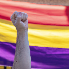 EuropaPress_6748115_puno_delante_bandera_republicana_jornada_memoria_antifascista_sierra