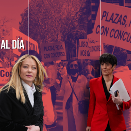 Fotomontaje con las imágenes de Giorgia Meloni y Elma Saiz.