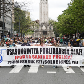 Manifestación por la sanidad pública en Bilbao, este sábado.