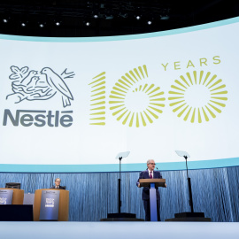 Imagen de archivo de Pablo Isla, presidente de Nestlé, interviene durante la Junta General Anual de Nestlé en el Centro de Conferencias SwissTech de la EPFL, en Suiza.