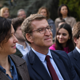 La presidenta de la Comunidad de Madrid, Isabel Díaz Ayuso; el presidente del Partido Popular, Alberto Núñez Feijóo, y el alcalde de Madrid, José Luis Martínez-Almeida, en una foto de archivo.