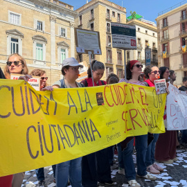 Treballadores de serveis municipals de Barcelona a la manifestació d'aquest dimarts