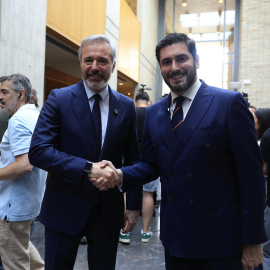 El presidente del PP de Aragón, Jorge Azcón, y el líder de Vox en la región, Alejandro Nolasco