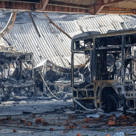 Autobuses quemados en las cocheras de Burgos