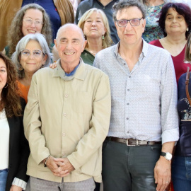 El nou líder de l'ANC Josep Vila al costat de Lluís Llach, després del secretariat nacional d'aquest dissabte. 25/04/2026