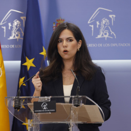 La portavoz de Vox en el Congreso, Pepa Millán, en la rueda de prensa de este martes.