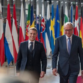 El presidente francés Emmanuel Macron y el canciller alemán Friedrich Merz.