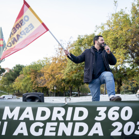 El secretario general del sindicato Solidaridad, Jordi de la Fuente, durante la manifestación contra las Zonas de Bajas Emisiones, a 22 de noviembre de 2025, en Madrid (España).