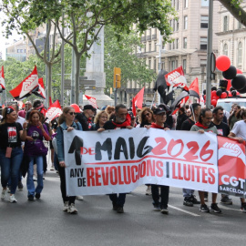 Manifestació de la CGT aquest 1 de maig al migdia a Barcelona. 01/05/2026