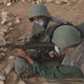 Imagen de archivo de militares marroquíes durante el entrenamiento en la misión "American Lion".
