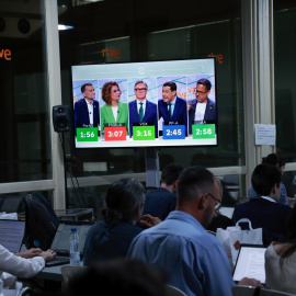 Imagen de la sala de prensa durante el debate en RTVE.
