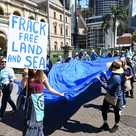 Manifestantes en Estados Unidos contra el fracking.