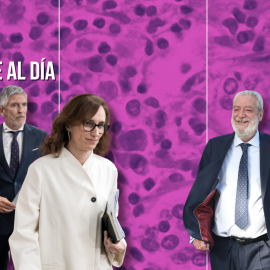 Fotomontaje con las imágenes de Fernando Grande-Marlaska, Mónica García y Miguel Ángel Rodríguez.