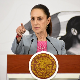 Claudia Sheinbaum, presidenta de México, en una rueda de prensa.