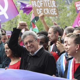 Jean-Luc Melénchon en las manifestaciones del 1 de Mayo en París.