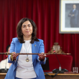 La nueva alcaldesa de Lugo, Elena Candia, tras la moción de este jueves en el Ayuntamiento.