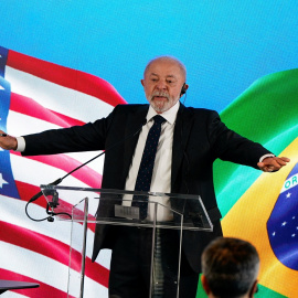 El presidente de Brasil, Luiz Inácio Lula da Silva, en una rueda de prensa tras la reunión con su homólogo estadounidense, Donald Trump.