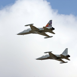 Aviones de la Escuela Militar de Caza y Ataque Ala 23 de la Base Aérea de Talavera la Real.
