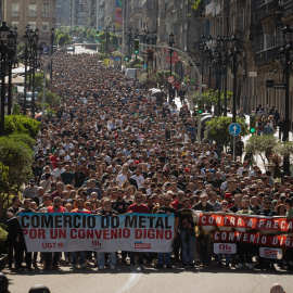 Miles de personas en la manifestación del pasado jueves en Vigo por la huelgal del metal.