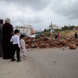 Familia palestina en la Cisjordania ocupada ilegalmente por Israel