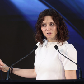 La presidenta de la Comunidad de Madrid, Isabel Díaz Ayuso, en la Universidad de la Libertad en Ciudad de México.