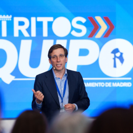 el alcalde de Madrid, José Luis Martínez-Almeida, durante su participación en la Jornada Entre Distritos del PP de Madrid.