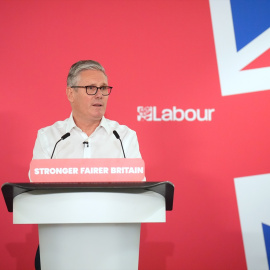 El primer ministro británico, Keir Starmer, este lunes en una comparecencia ante los medios en Londres.